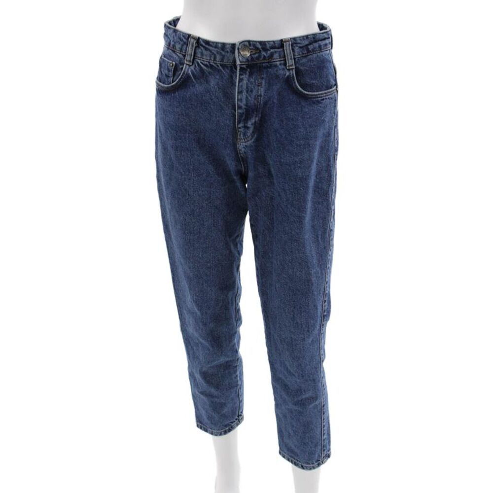 Subdued Womens Boyfriend Cropped Dark Blue Cotton Mid Rise Jeans Size 27